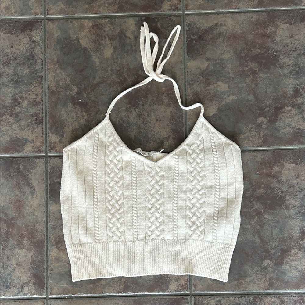 Gestuz Cream Knit Halter Top